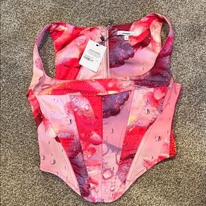 Miaou Vibrant Pink and Red Corset top